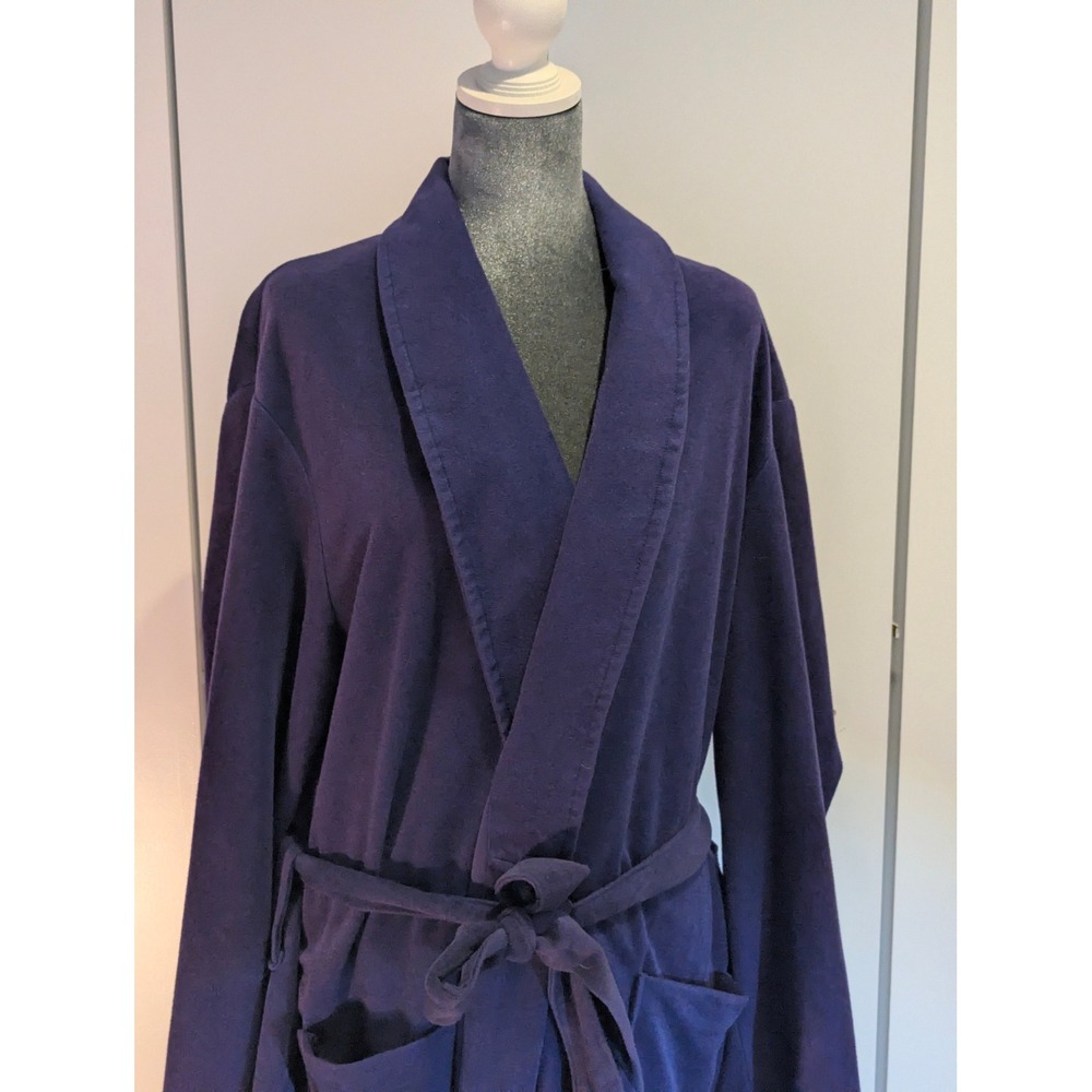 Medallion Vintage Purple Plush Wrap Robe Shawl Collar Belted Pockets XL Robe